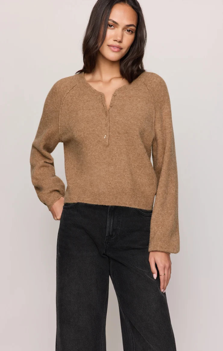 Z Supply Westmont Henley Sweater in Golden Caramel