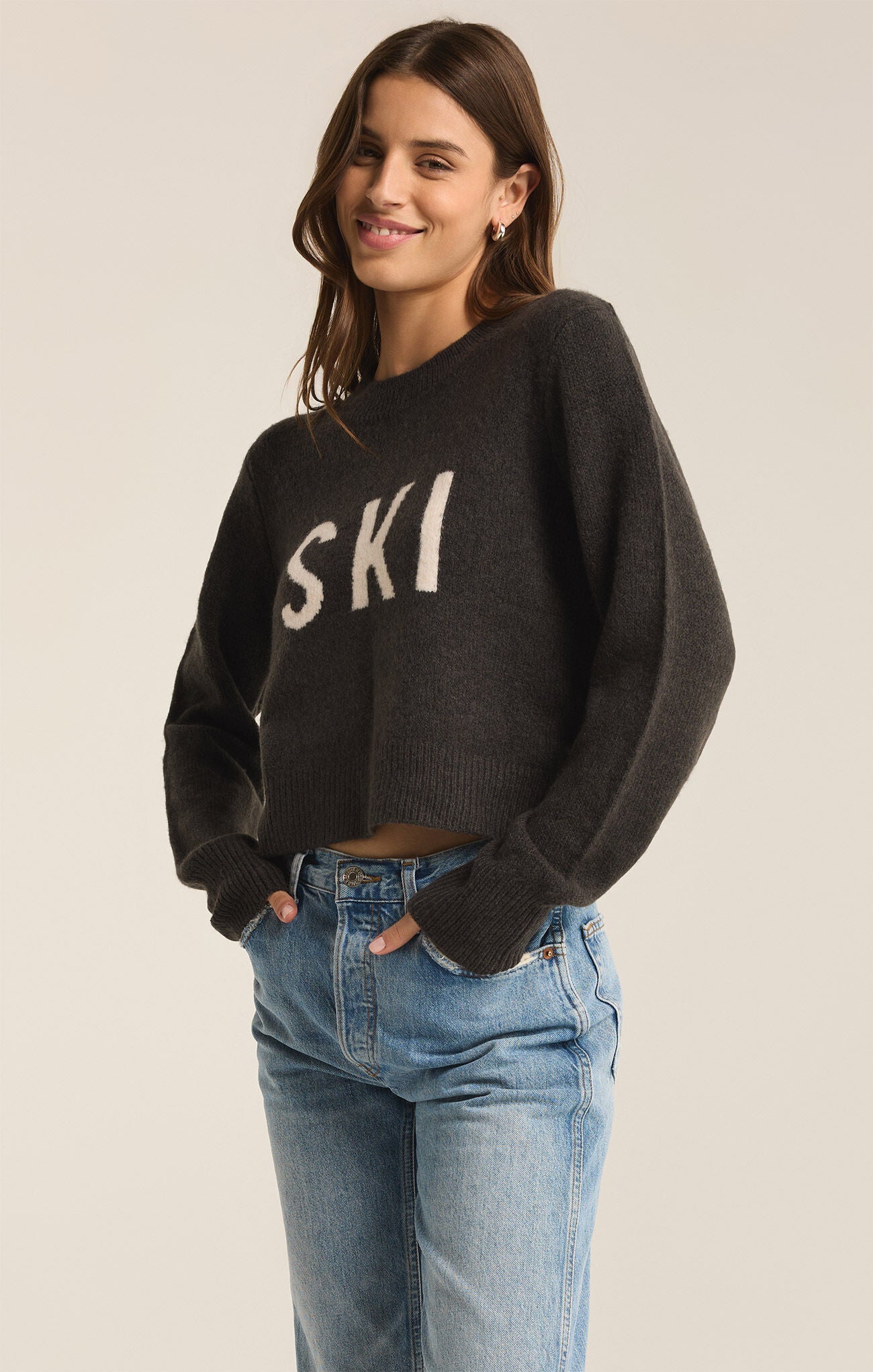 Z Supply Ski Milan Black Sand Sweater