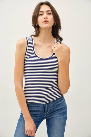 Nina Striped Ribbed Tank