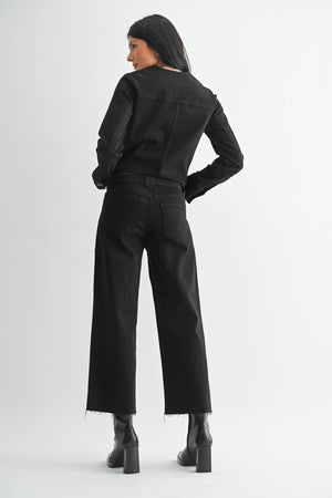 Just Black Denim Petite Palazzo Black Denim Pants