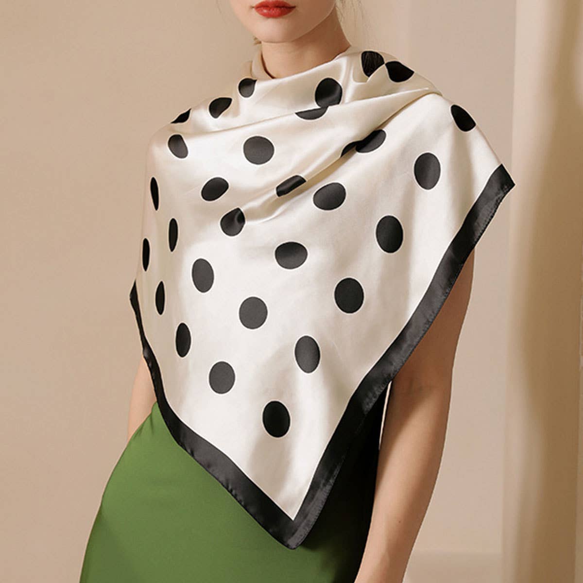 Polka Dot Silky Wrap Neck Scarf