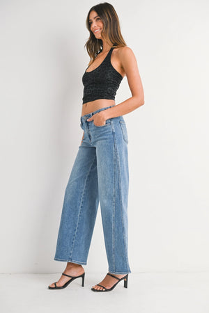 Just Black Denim Seamed Wide Leg