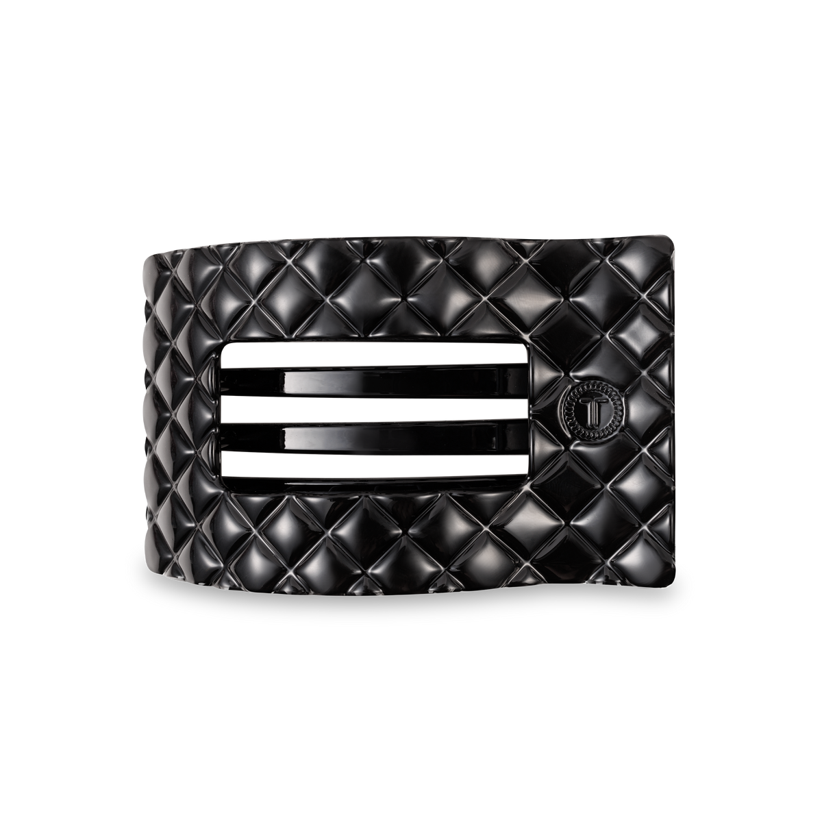 Flat Rectangle Hair Clip | Medium | Jet Black Quilted