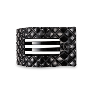 Flat Rectangle Hair Clip | Medium | Jet Black Quilted