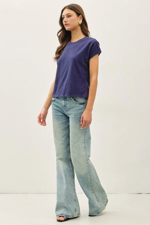 Garment Dye Cotton Slub Slim Fit Crewneck Baby Tee