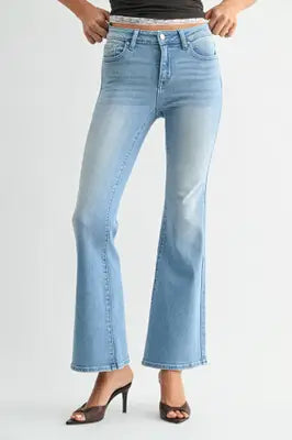 Just Black Denim Low Rise Flare in Light Denim