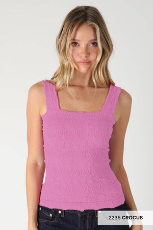 NIKIBIKI Lace Textured Square Tank Top