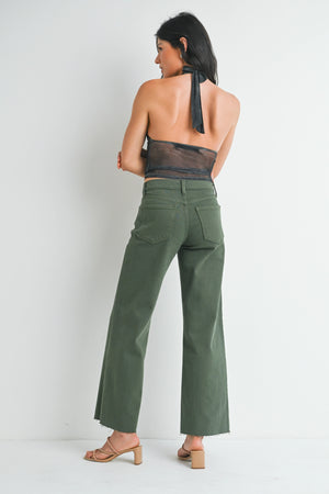 Just Black Denim Longer Length Wide Leg in Dark Olive