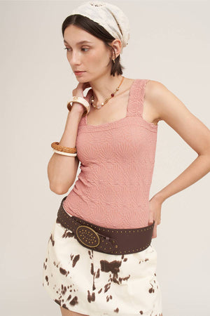 NIKIBIKI Lace Textured Square Tank Top
