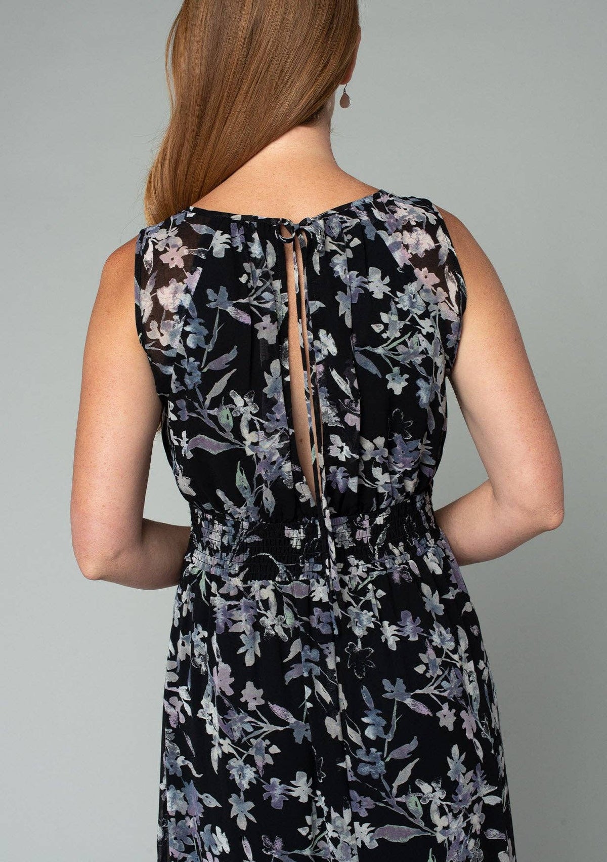Lucienne Floral Sleeveless Round Neck Open Back Maxi Dress