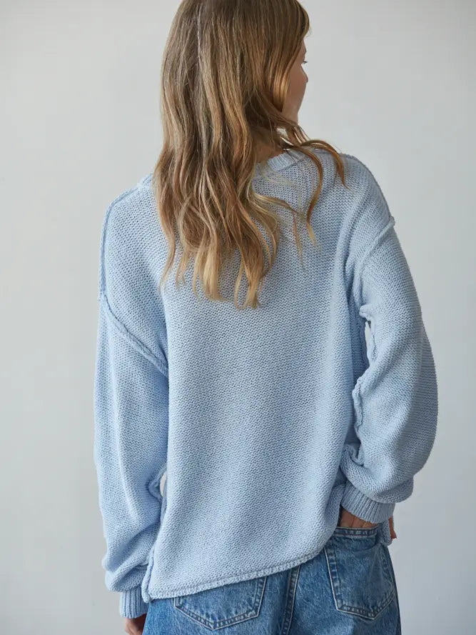 Knit Crew Neck Baby Blue Sweater