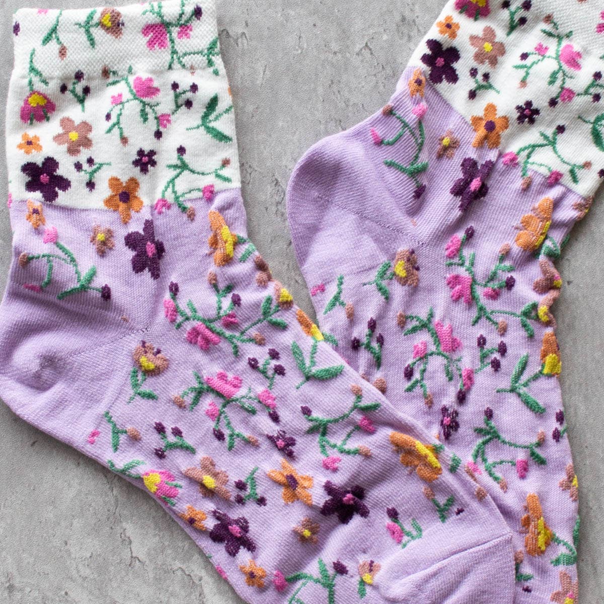 Floral 2 Tones Casual Socks