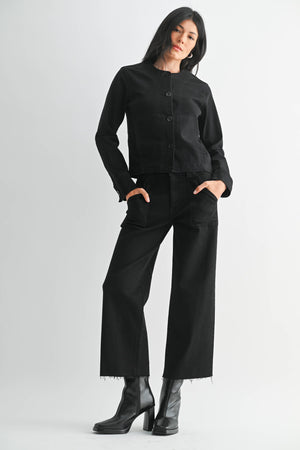 Just Black Denim Petite Palazzo Black Denim Pants