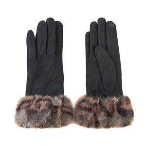 Ryan Animal Print Faux Fur Texting Winter Gloves