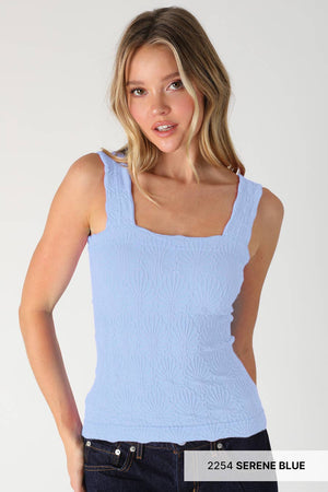 NIKIBIKI Lace Textured Square Tank Top