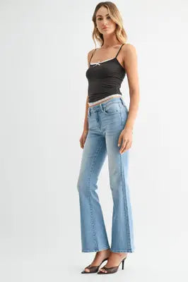 Just Black Denim Low Rise Flare in Light Denim