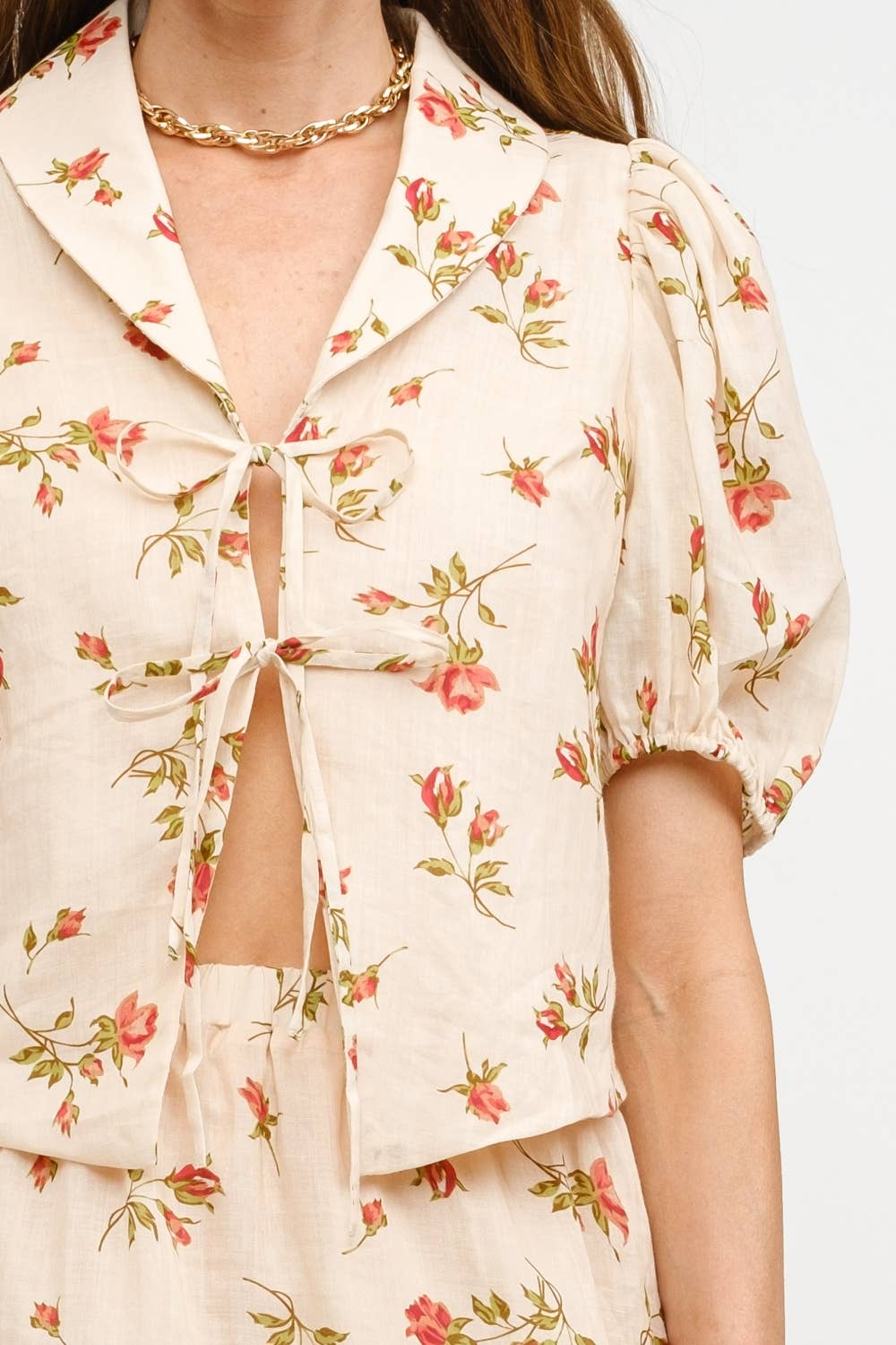 Madeline Floral Tie-Front Blouse