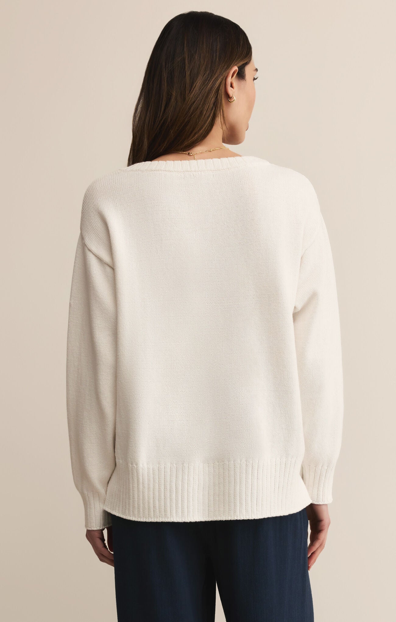 Z Supply All Around V-Neck White Sweater