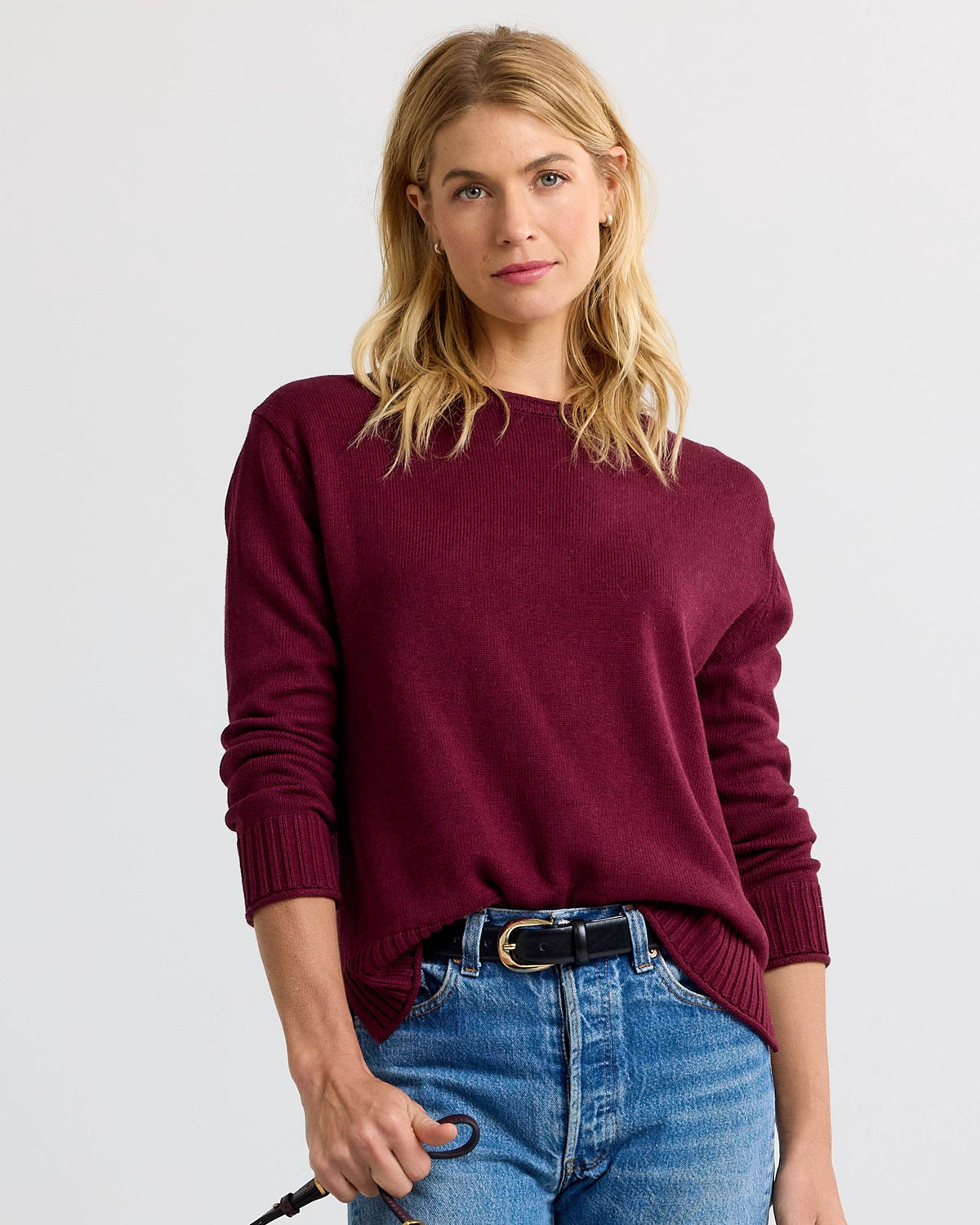 Everyday Cotton Crew in Merlot