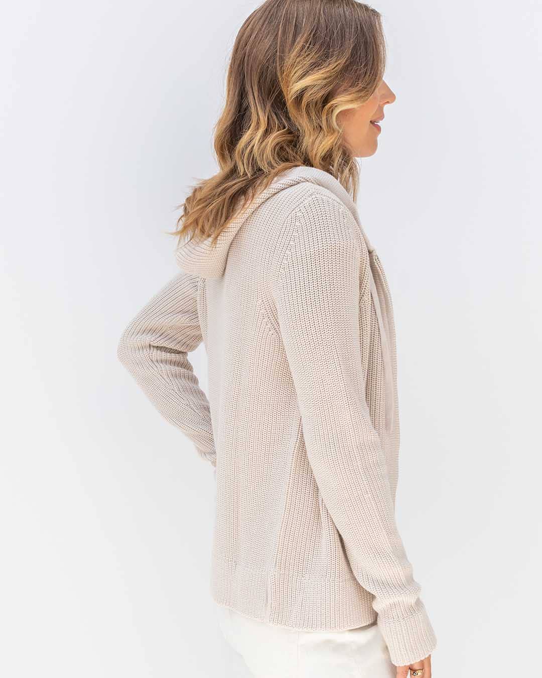 Cotton Fisherman Hoodie in Oatmeal