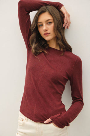 Ribbed Crewneck Long Sleeve Basic Top