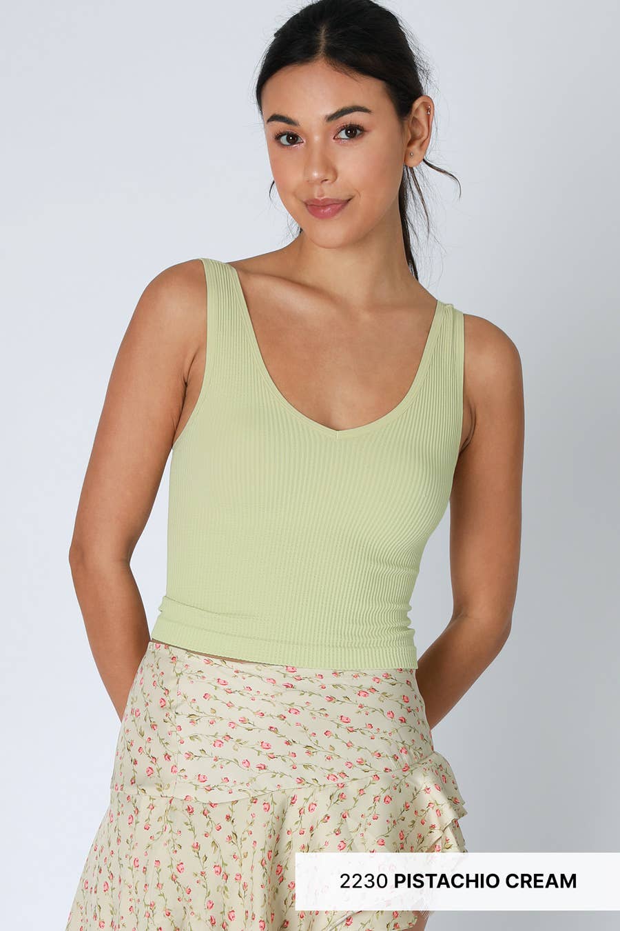 NIKIBIKI V Neck Ribbed Crop Top - Pilar Boutique