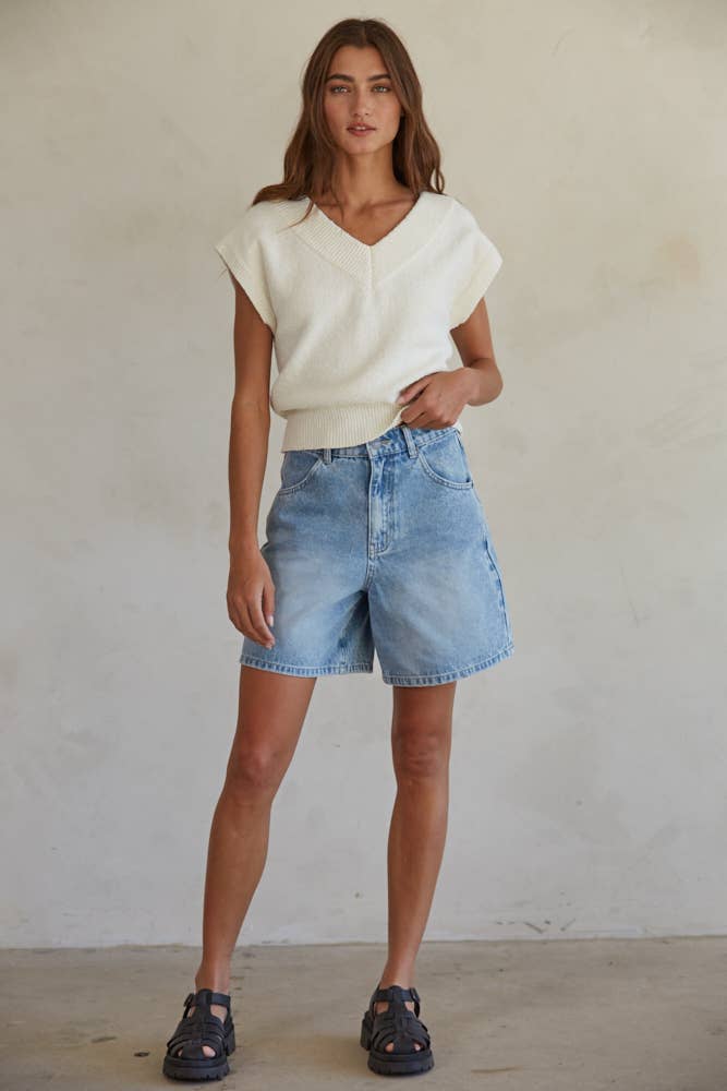 Juno Knit Sweater V-Neck Sleeveless Vest Top