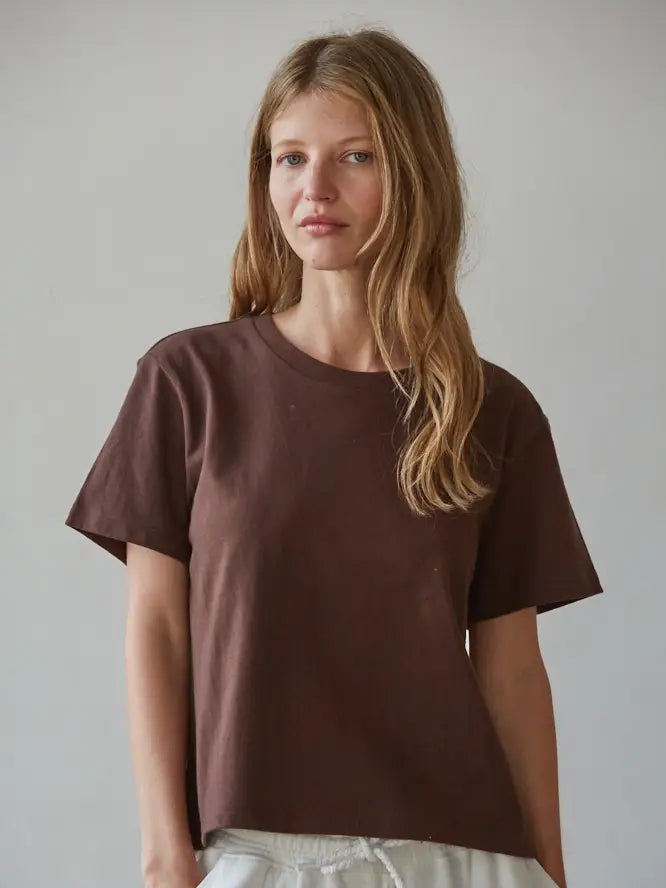 Knit Cotton Crew Neck Short Sleeve T-Shirt Top