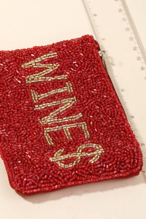 Wine $ Seed Beaded Coin Purse