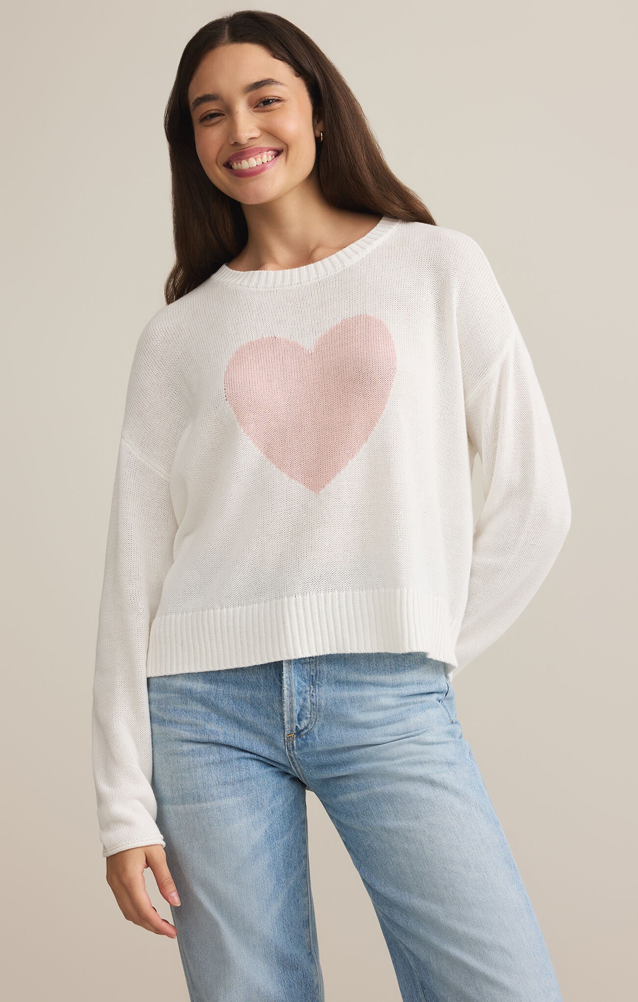 Z Supply Sienna Heart Sweater in White