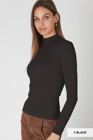 Wide Ribbed Mock Neck L/S Top
