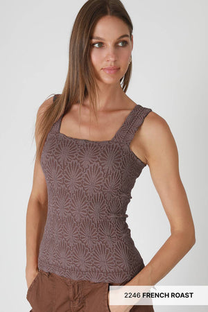 NIKIBIKI Lace Textured Square Tank Top