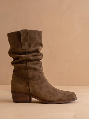 The Harrison Faux Leather Slouch Boot In Brown