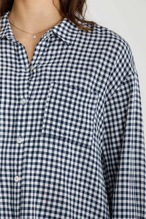 Gingham Button Down in Navy