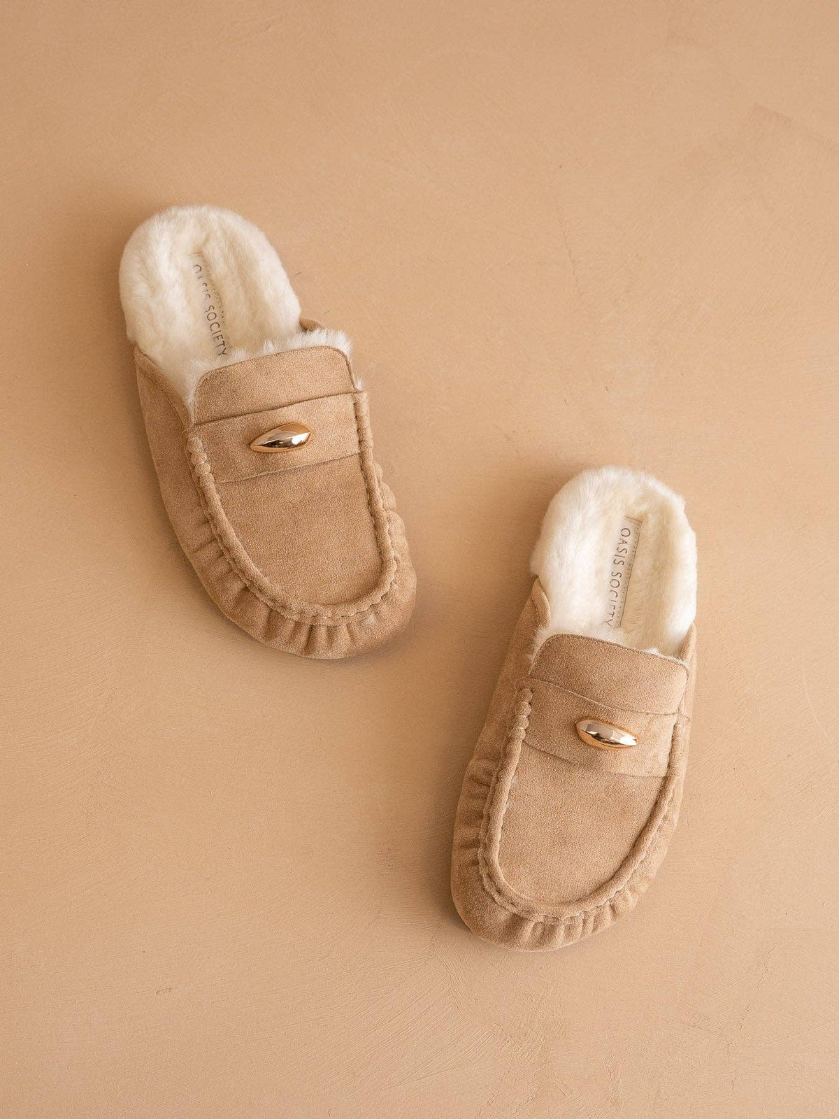 The Hayden Fur Lined Mule in Almond
