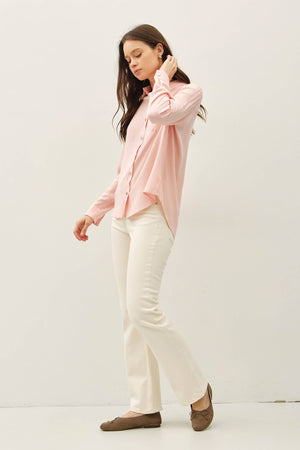 Blush Button Up Long Sleeve Top