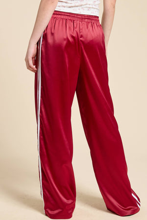 Aria Satin Track Pants with Side Stripes