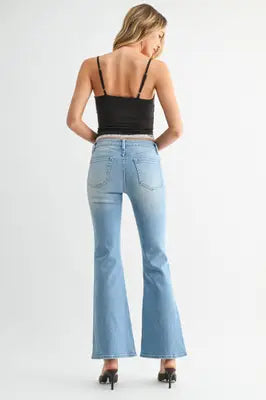 Just Black Denim Low Rise Flare in Light Denim