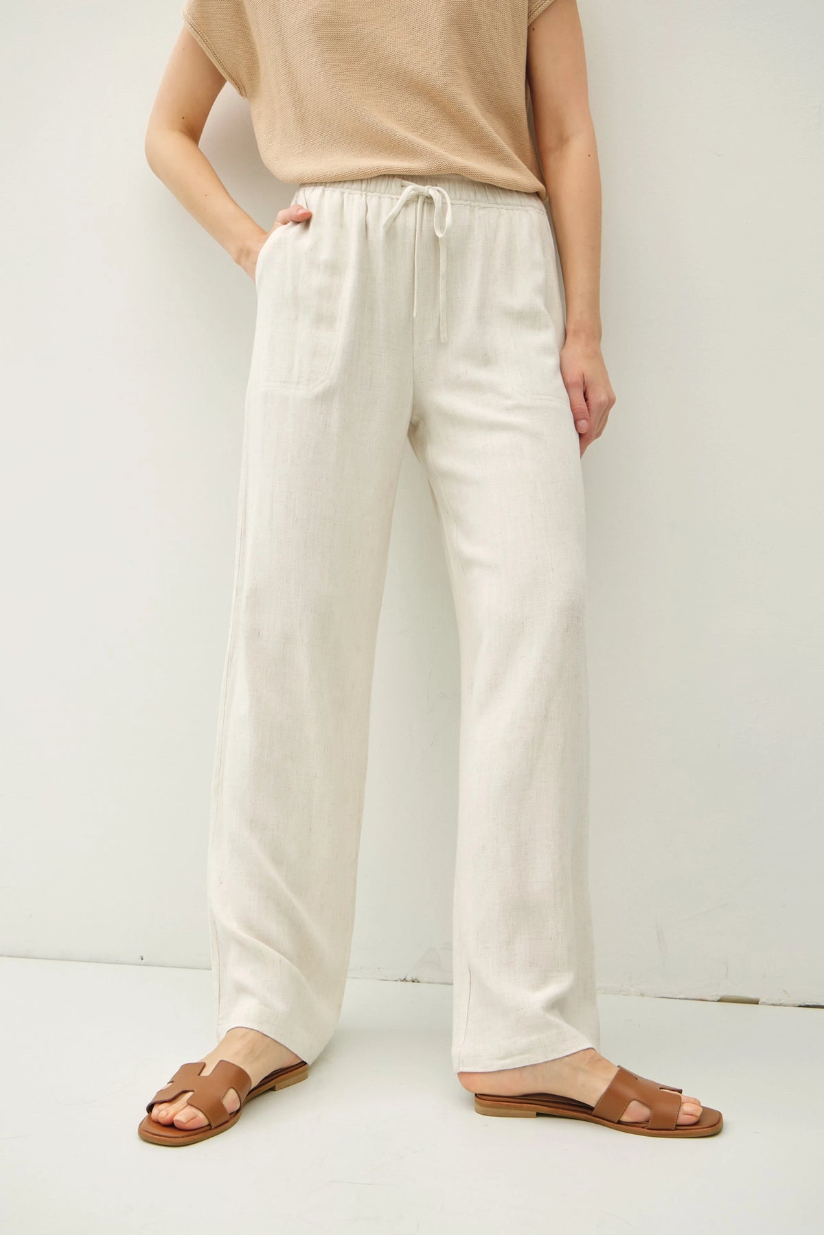 Linen Blend Wide Leg Pants - 2 Colors