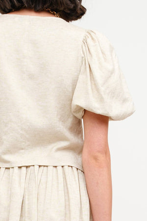 Aria Natural Tie-Front Linen Blouse