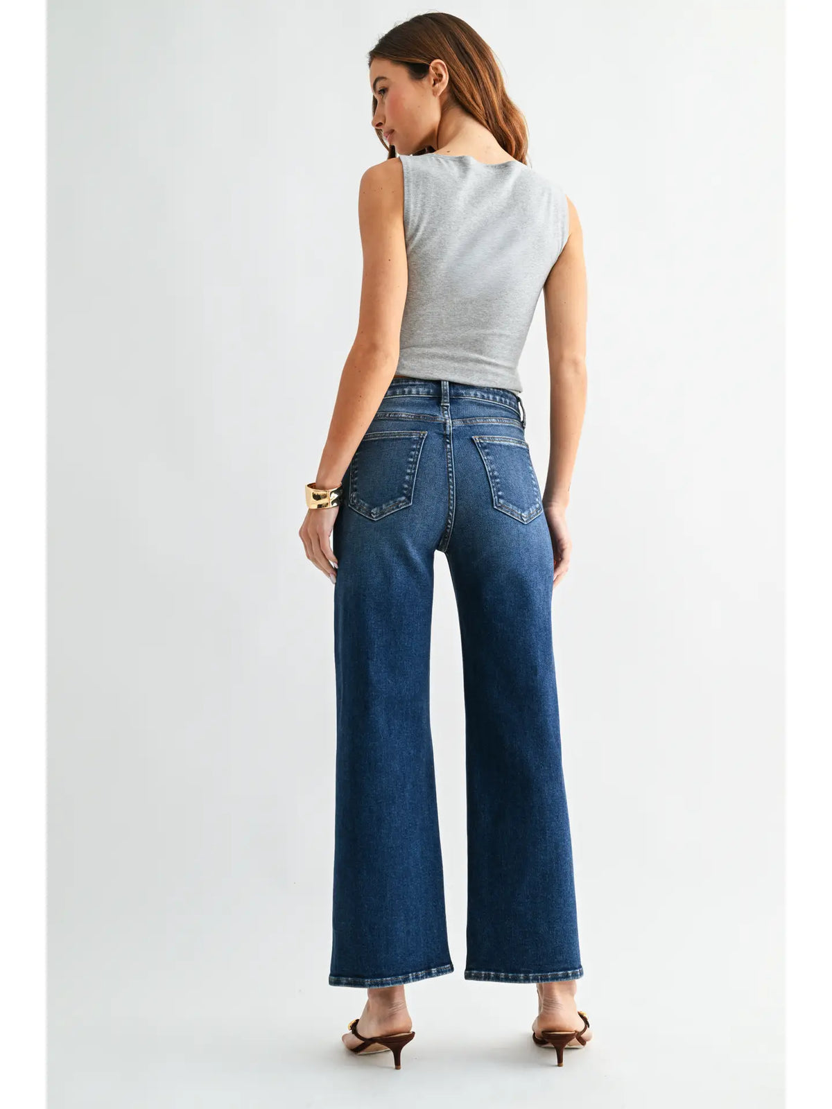 High Rise Wide Leg Dark Denim Jeans