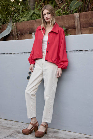 Poppy High Neck Button-Up Jacket