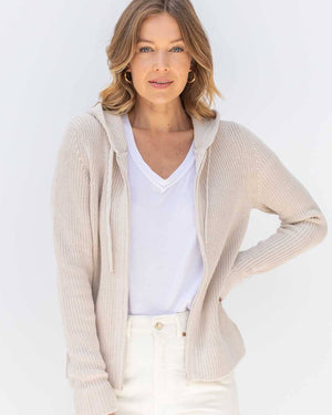 Cotton Fisherman Hoodie in Oatmeal