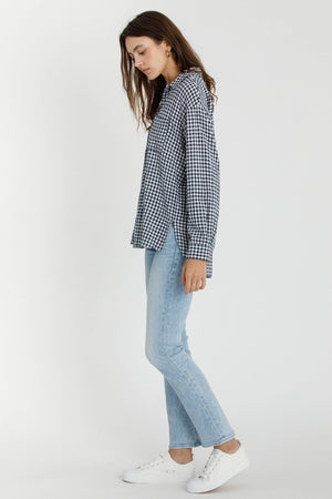 Gingham Button Down in Navy