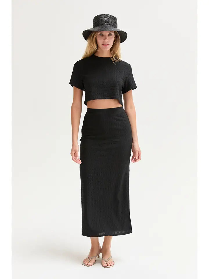 Jenna Textured Skirt in Black