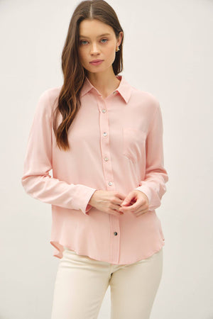 Blush Button Up Long Sleeve Top