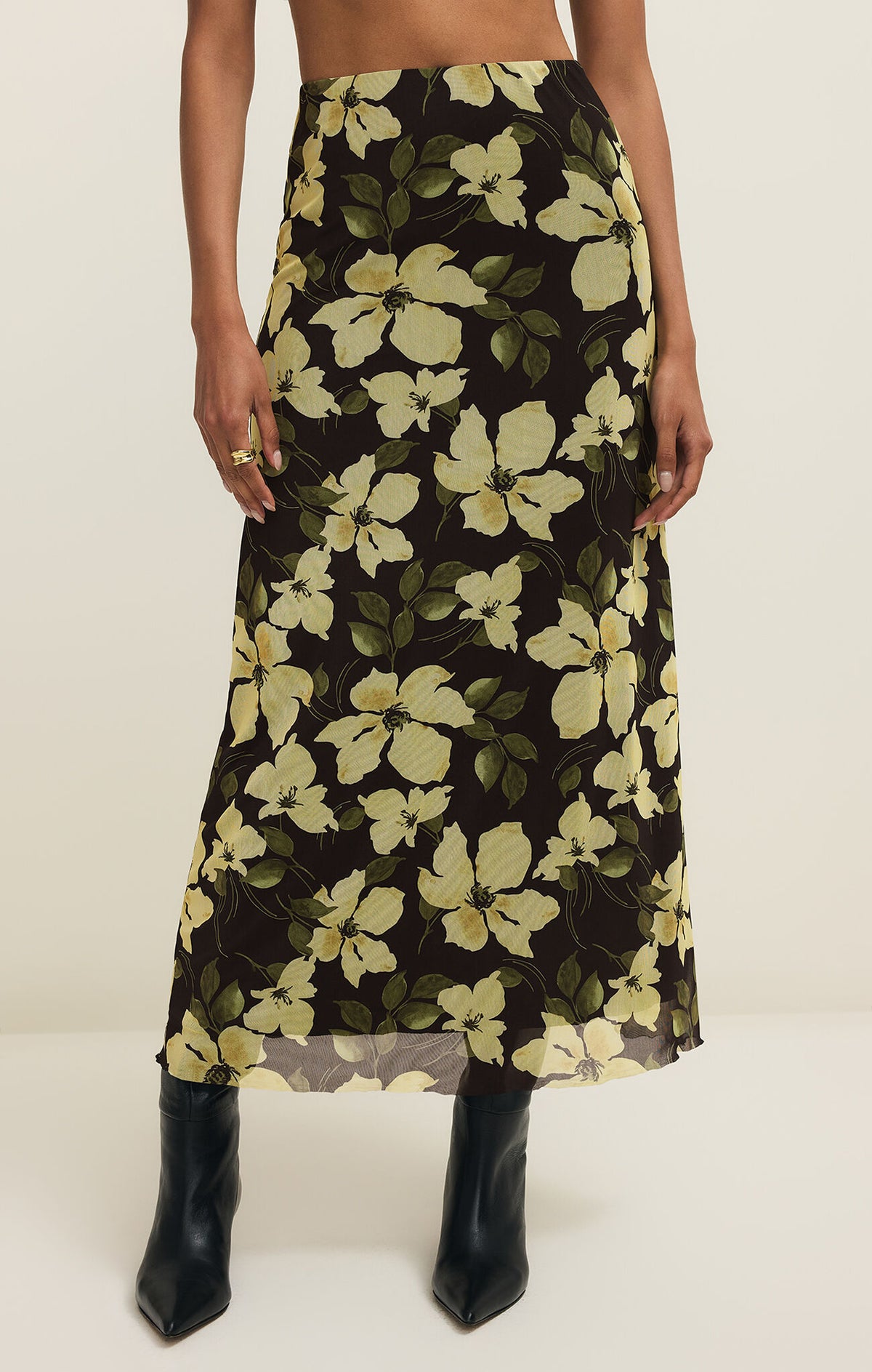 Z Supply Eda Ren Floral Mesh Midi Skirt