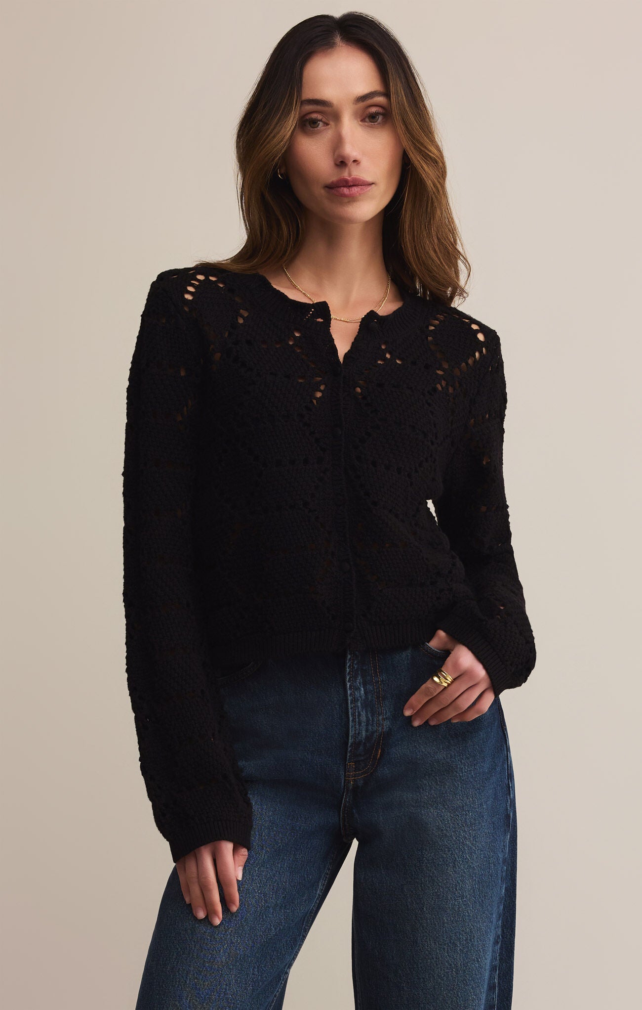 Z Supply Rosalyn Sweater Cardigan in Black