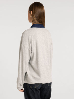 Crest Pullover Sweater in Grey Heather