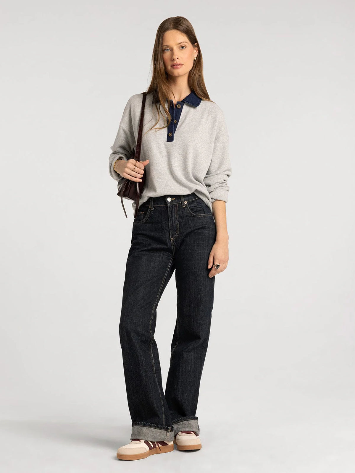 Crest Pullover Sweater in Grey Heather